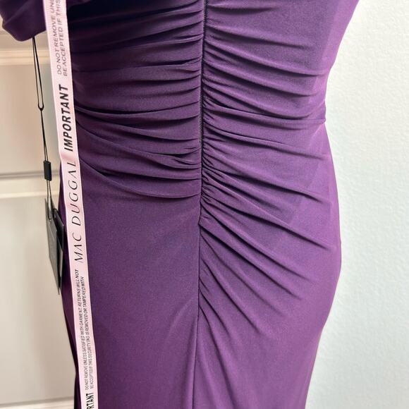 IEENA FOR MAC DUGGAL FOLD OVER ONE SHOULDER GOWN WOMEN DEEP PURPLE SIZE 2 NEW - Picture 4 of 12